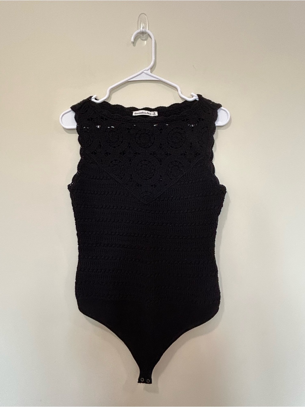 Abercrombie & Fitch Black Crochet One-Piece Bodysuit